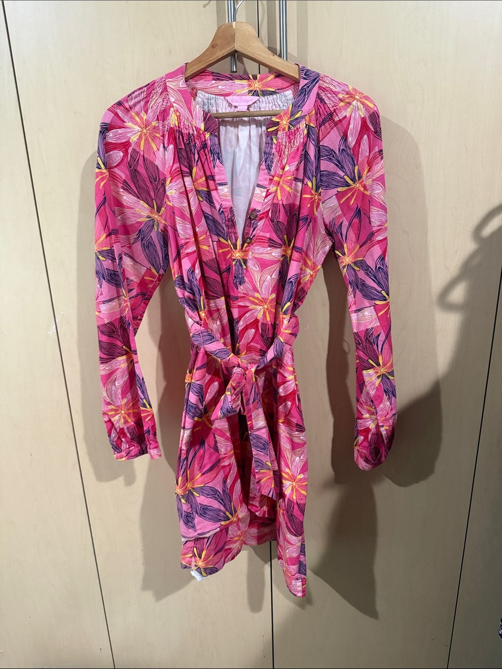 Lilly Pulitzer Pink Floral Tie-Waist Dress